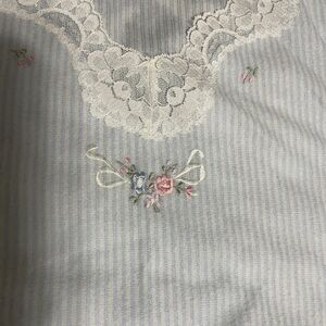 Barbizon Blue and White Lace Trim Top night shirt